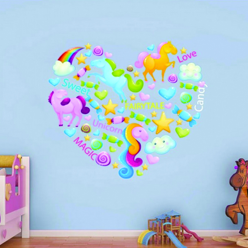 Αυτοκόλλητο τοίχου με ζώα Καρδιά με σχέδια